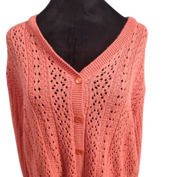 Vintage Bobbie Brooks Button Down Cardigan Sweater Women's Extra Large Peach - Picture 3 of 8